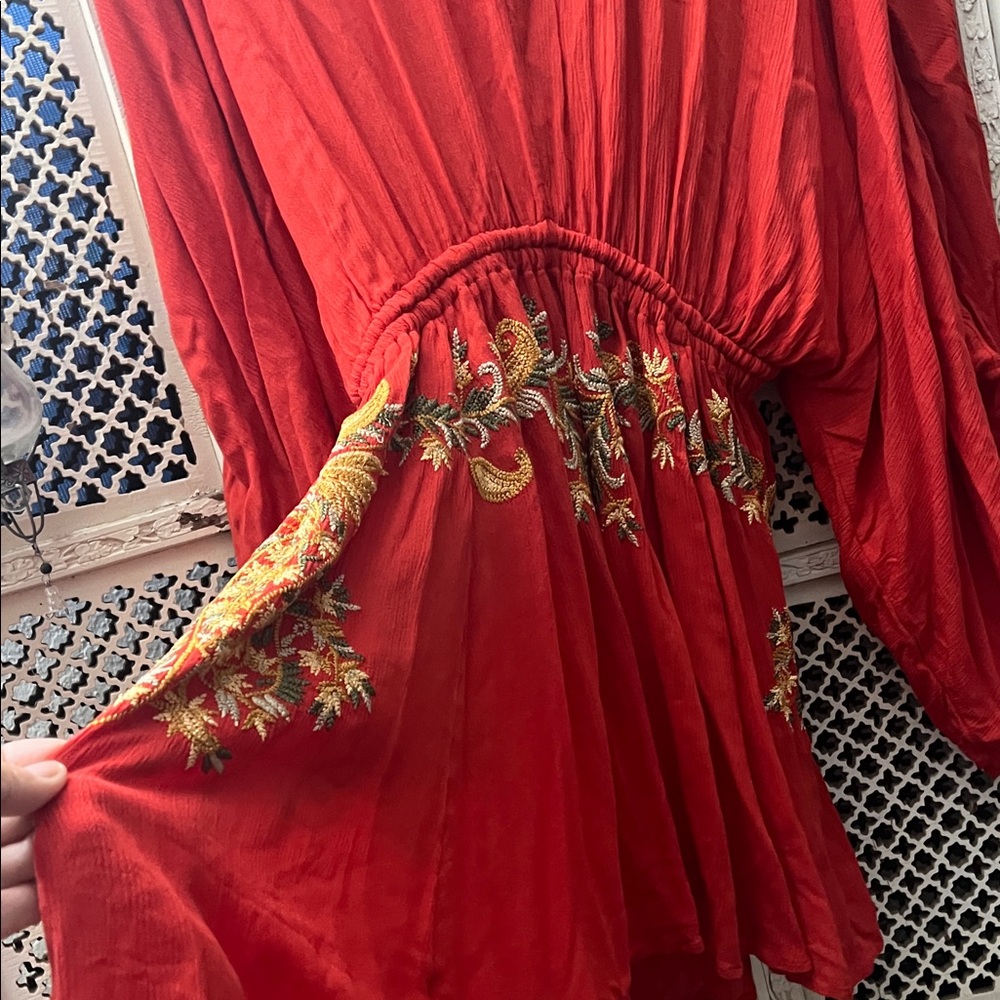 Free People Red Floral Embroidered Tunic - Picture 6 of 6